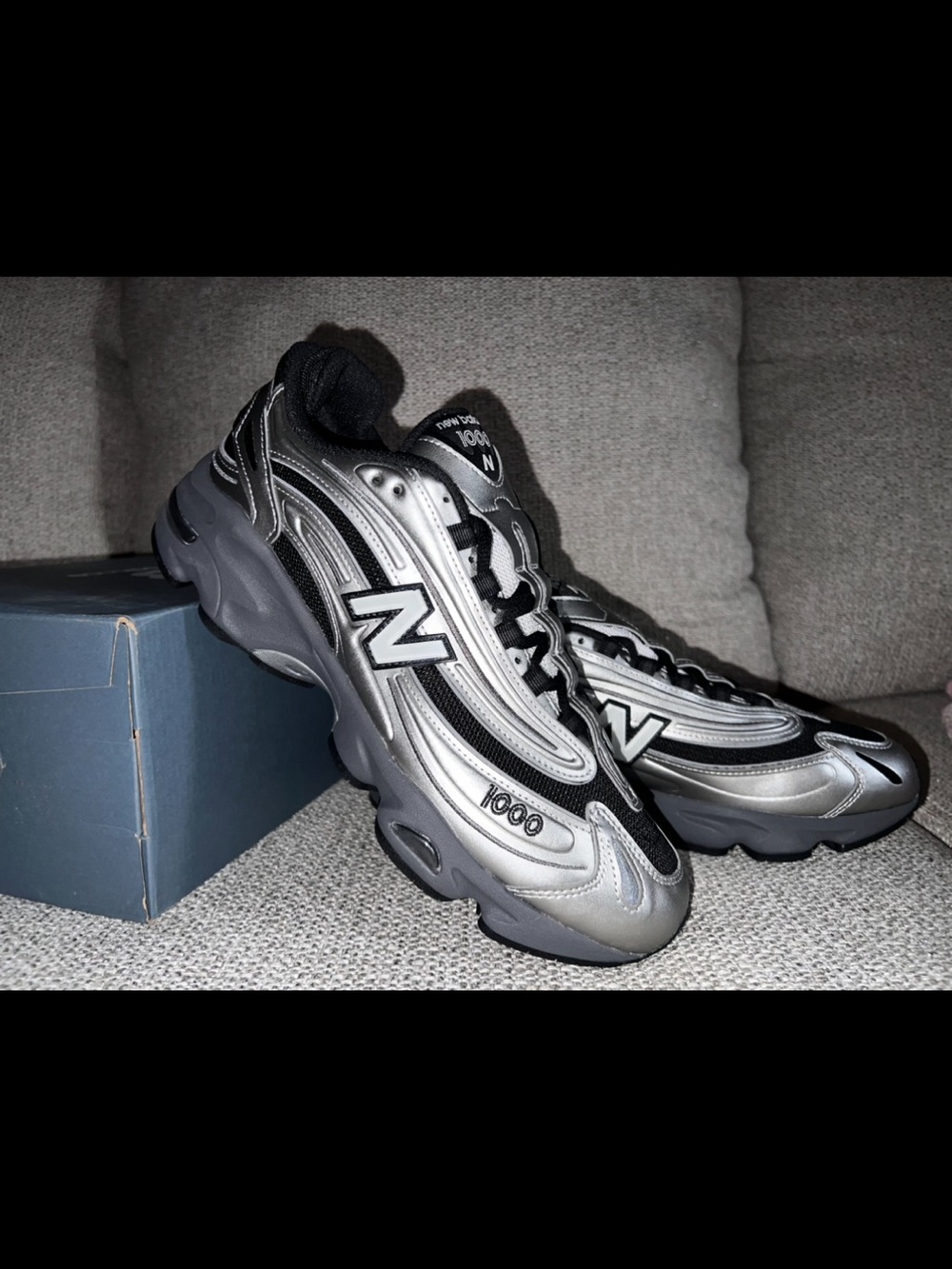 New Balance 1000 
Silver and Black Sneakers, BRAND NEW in the original box